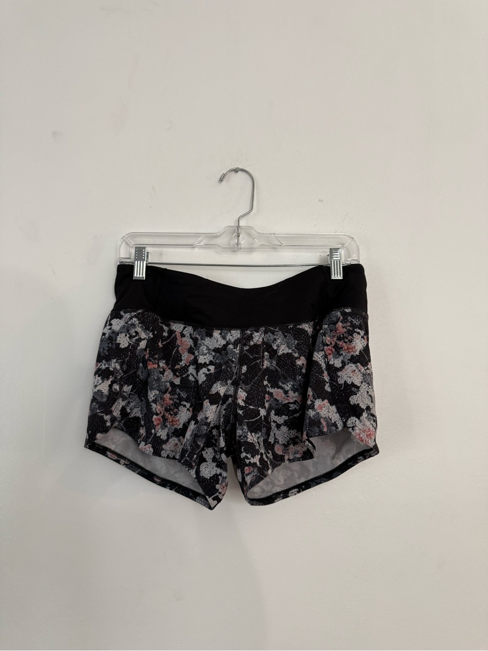 lululemon athletica Black Floral-Print Athletic Shorts